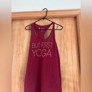 Medium Peaceful Warrior - But First Yoga Red Tank